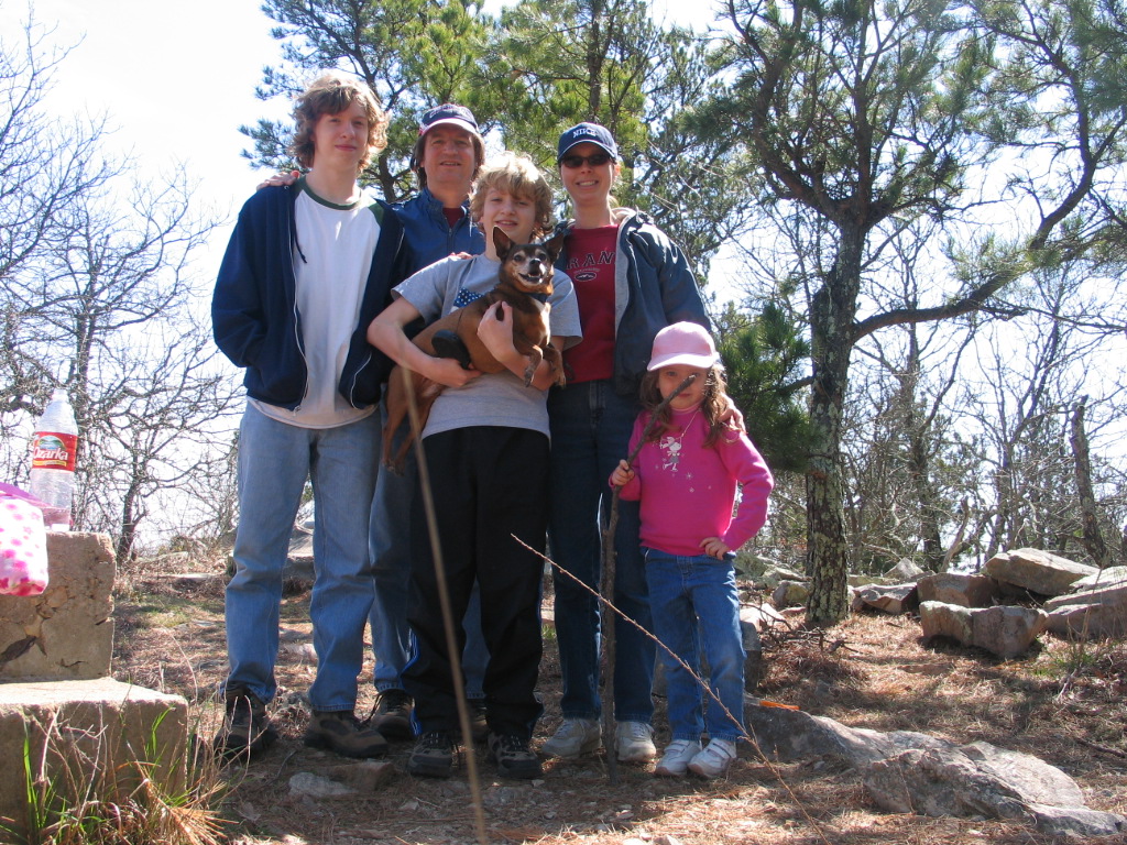 Family hike on the Ouachita Trail at Winding Stair