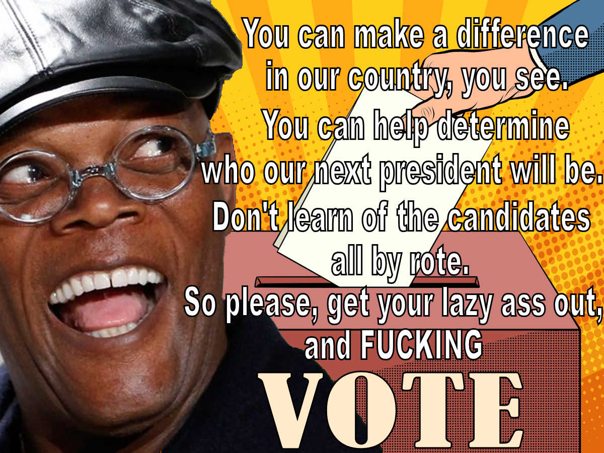 Get out and fucking vote meme