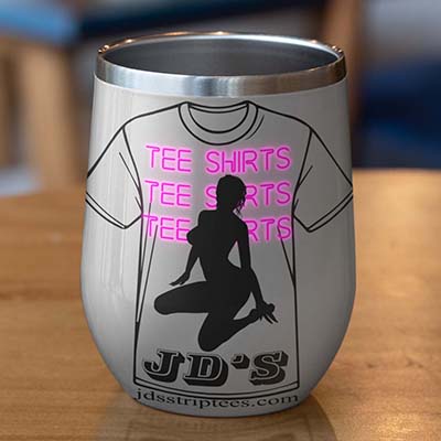 JD's Strip Tees - Merchandise - Wine Tumbler - Front