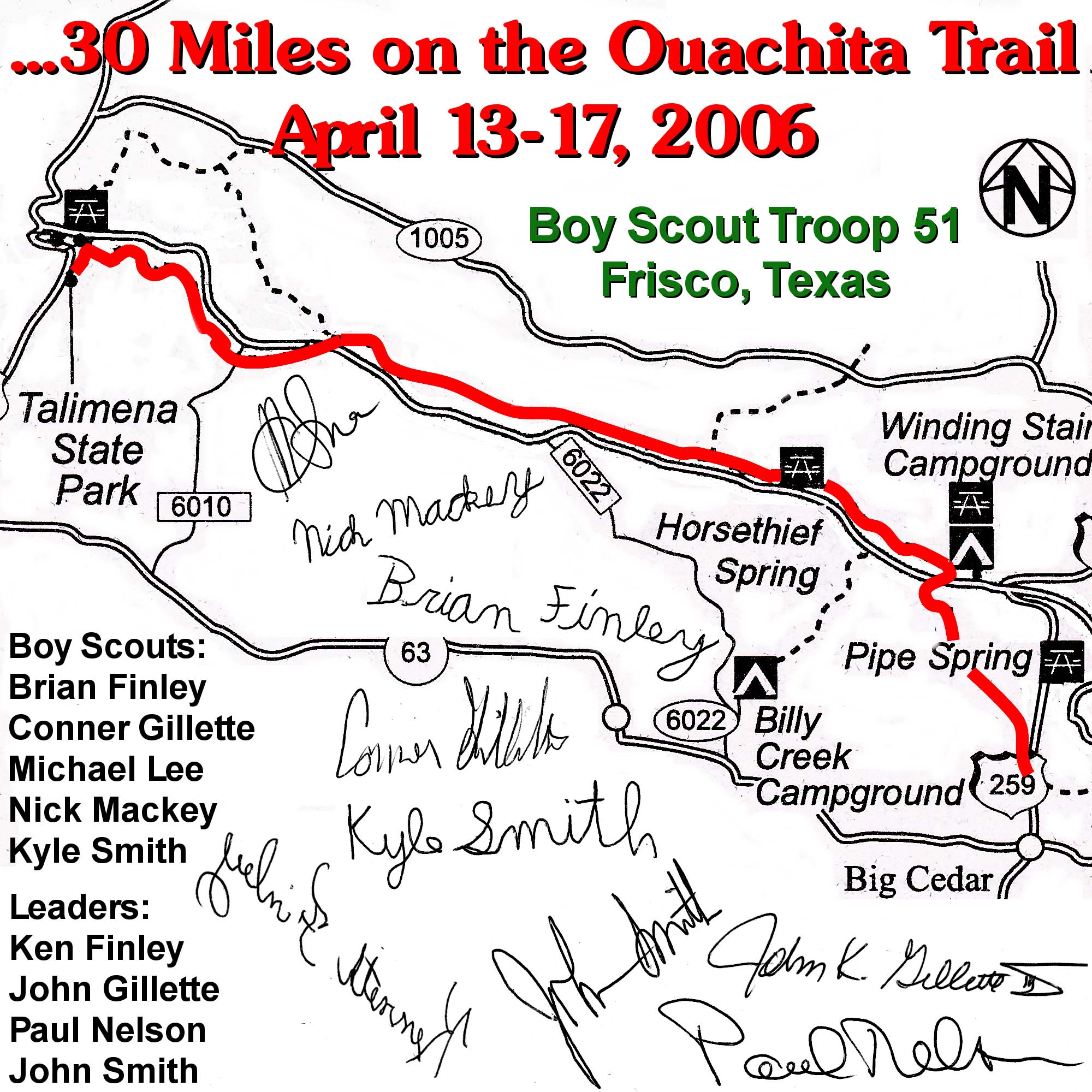 Backpacking 30 miles on Ouachita Trail Boy Scout Troop 51